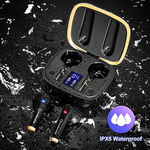 Modernista DopeBuds Pro in-Ear TWS True Wireless Bluetooth 5.0 Earbuds with IWP Technology Earphones with Mic,Up to 20Hrs Playback with Case & IPX5 Water Resistant with Type-C Port (Gold-Black) Modernista DopeBuds Pro in-Ear TWS True Wireless Bluetooth 5.0 Earbuds with IWP Technology Earphones with Mic,Up to 20Hrs Playback with Case & IPX5 Water Resistant with Type-C Port (Gold-Black)
